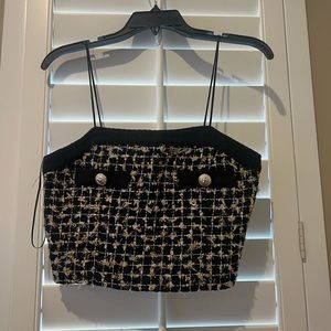 Crop tube top, tweed